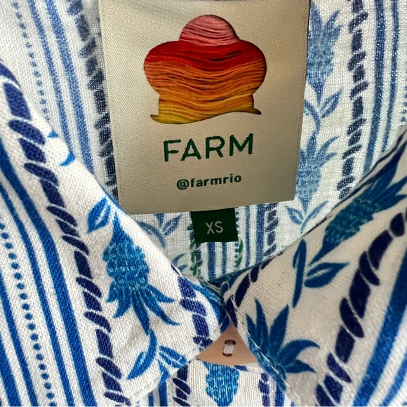 FARM Rio Off-White Tropicance Lenzing Ecovero Euroflax Chemise Top Size XS NWT - Picture 6 of 15